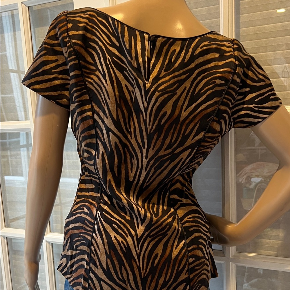 White House Black Market Animal Print Blouse - Picture 3 of 9